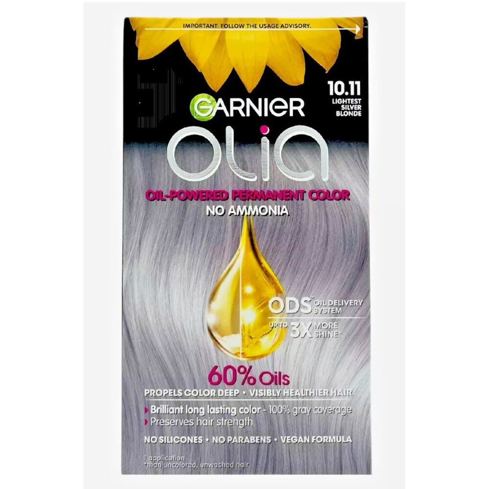 Garnier Olia 10.11 Lightest Silver Blonde Permanent Hair Color No Ammonia ***